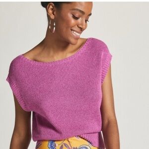 Anthropologie Maeve Pink Sleeveless Boatneck Sweater Vest Size XL